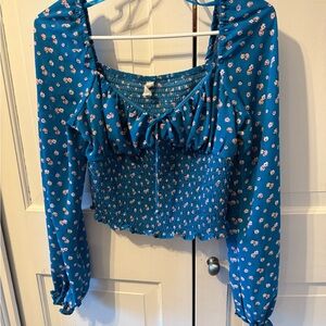 Kingston Gray Floral Smocked Blouse